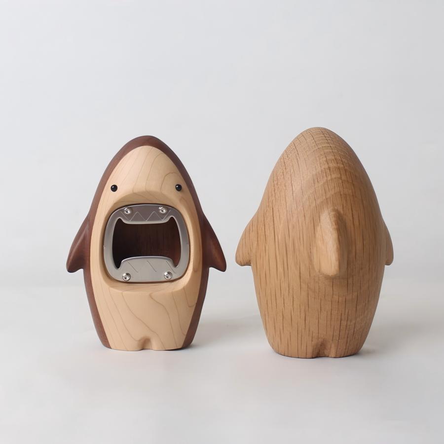Shark Bottle Opener | Solid Wood Desk Sculpture | Black Walnut & White Oak | Engravable