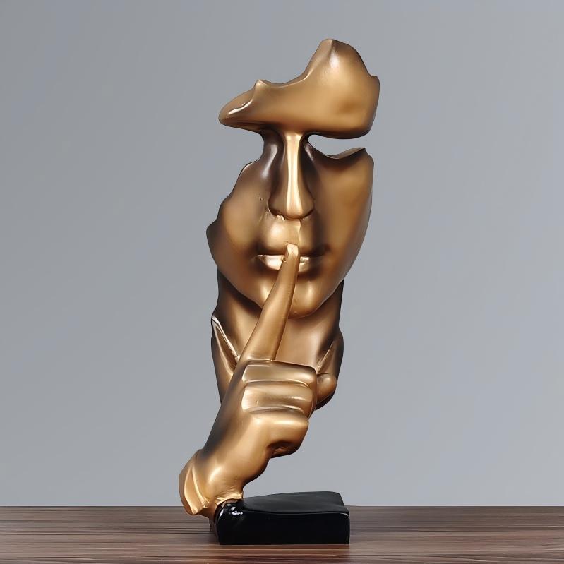Silence is Golden Sculpture | Resin Art Figurine | Thoughtful Desktop Gift