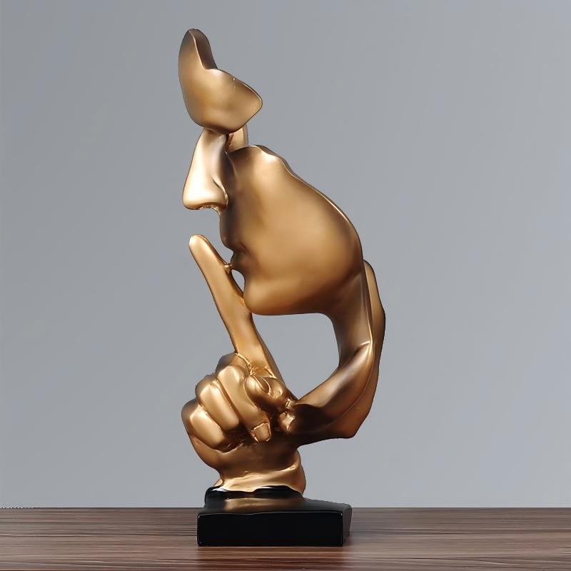 Silence is Golden Sculpture | Resin Art Figurine | Thoughtful Desktop Gift