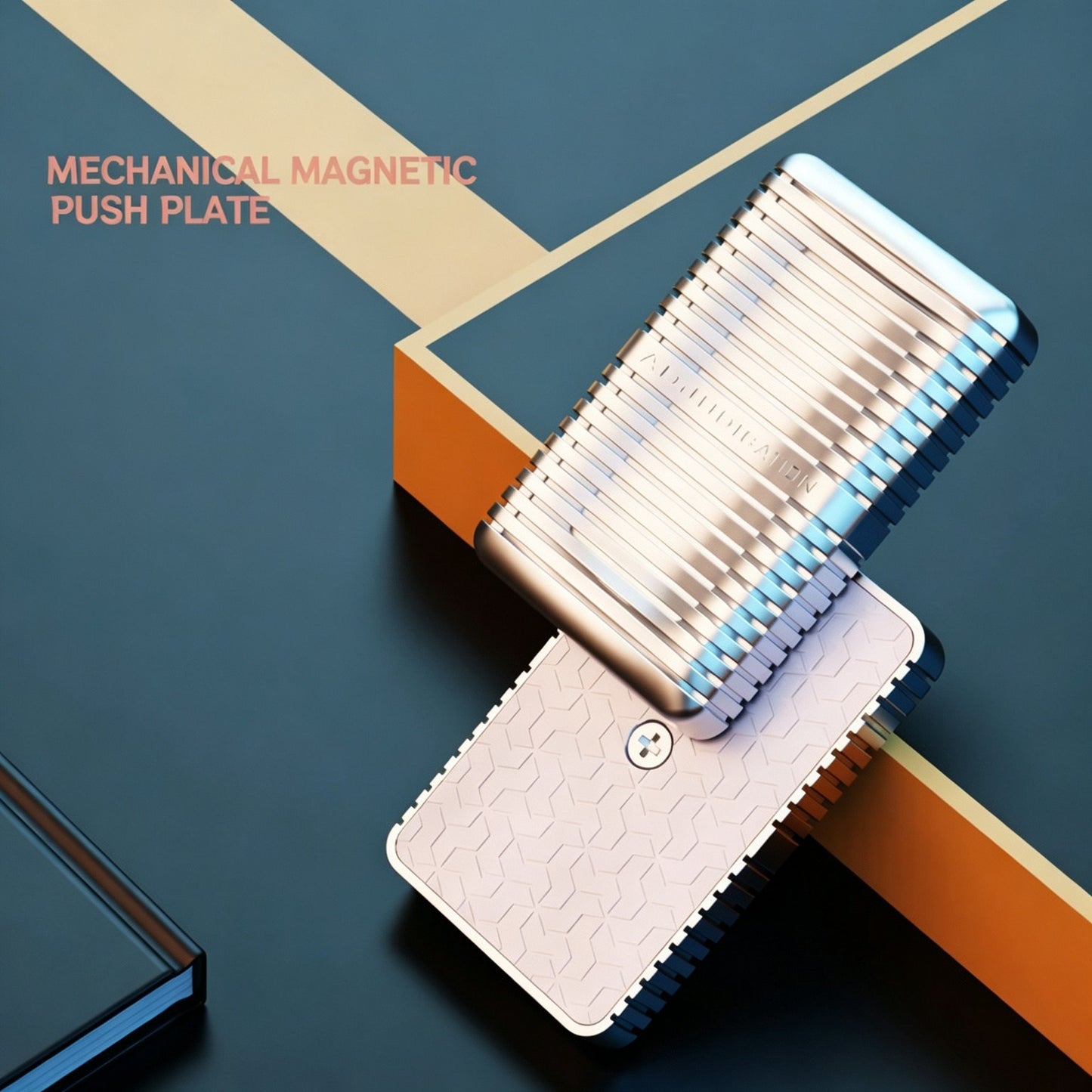 Soap Bar Infinite Push Card EDC | Zinc Alloy | Spring Click Sound | Magnetic | Midnight Black & Silver | Engravable