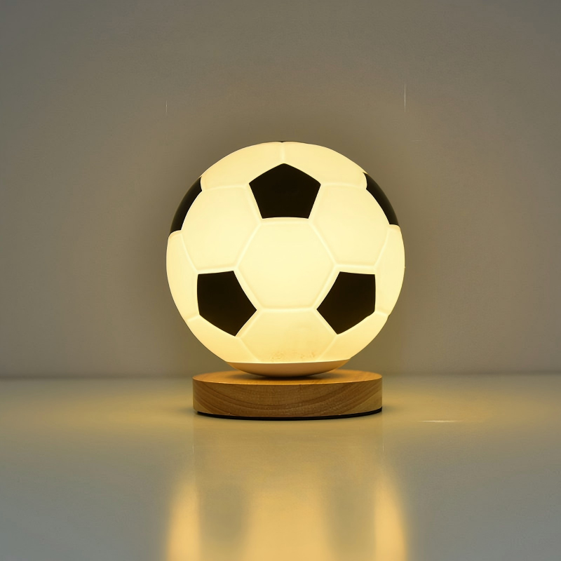 Soccer Ball Night Light | 3-Color Dimmable Glass Desk Lamp | Bedroom Decor Gift for Football Fans
