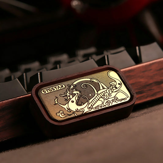 Solid Wood EDC Magnetic Push Card | Black Ebony & Rosewood | Brass Inlay | Stress Relief Fidget