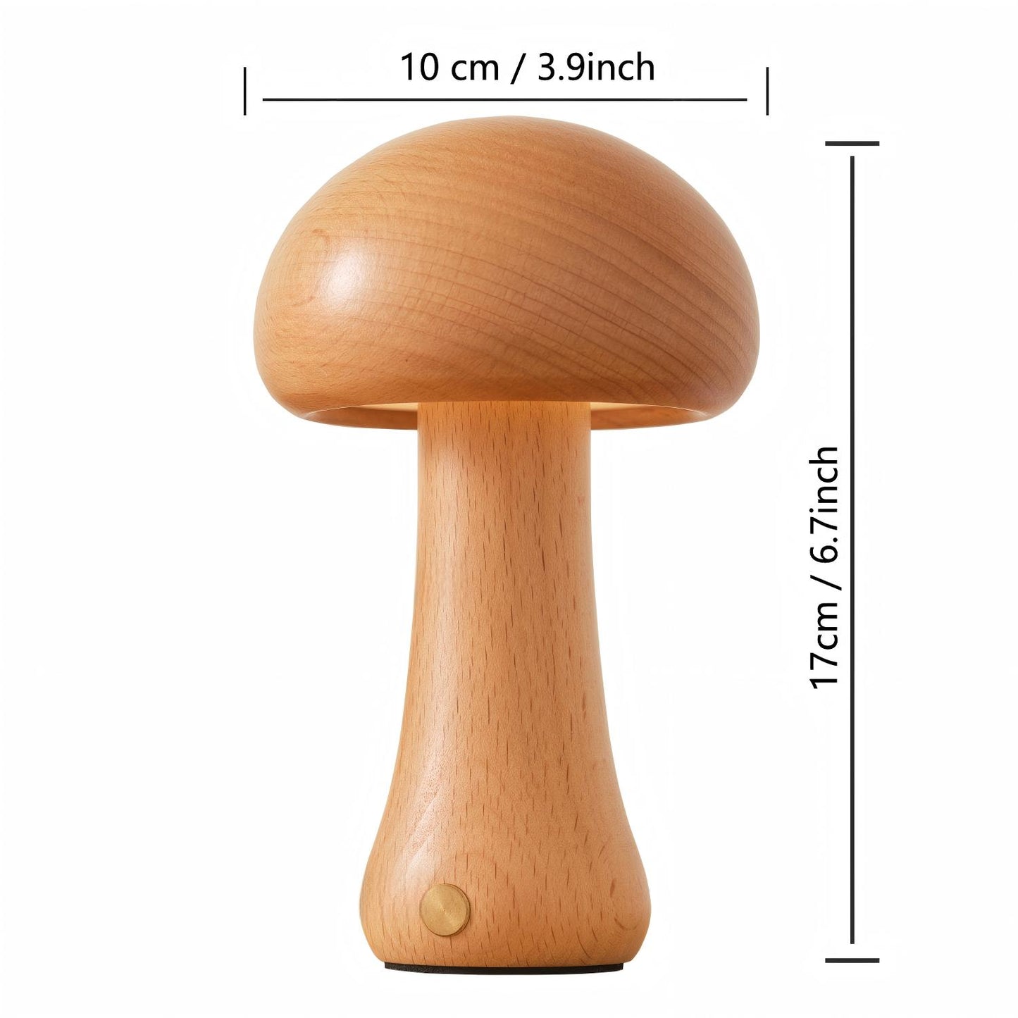 Solid Wood Mushroom Ambient Lamp | 3000K Warm LED Night Light | Touch Dimmer | Engravable Desk Decor