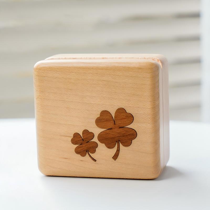 Solid Wood Music Box | Natural Wood Wind-Up Musical Box | Laser Engraved Lid | Custom Song & Engraving