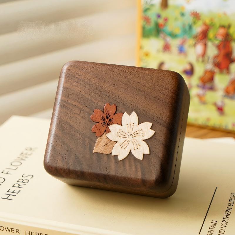 Solid Wood Music Box | Natural Wood Wind-Up Musical Box | Laser Engraved Lid | Custom Song & Engraving