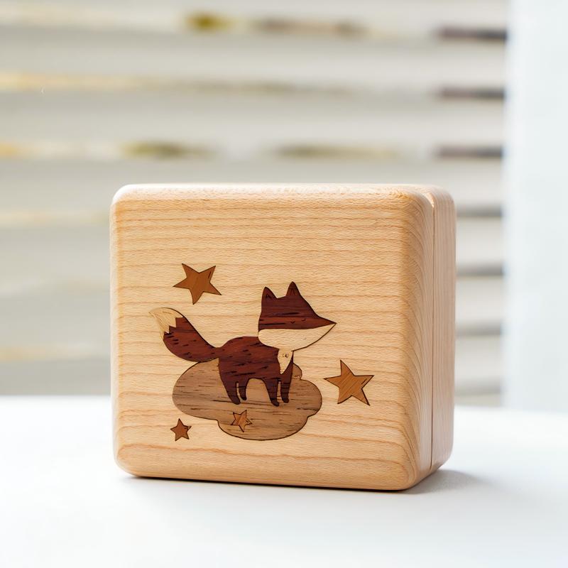 Solid Wood Music Box | Natural Wood Wind-Up Musical Box | Laser Engraved Lid | Custom Song & Engraving