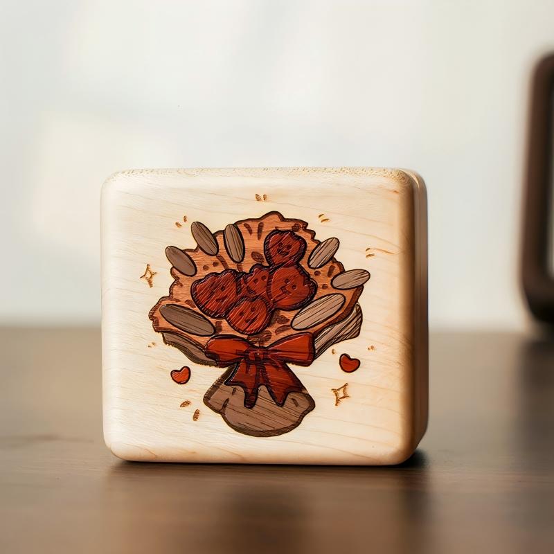 Solid Wood Music Box | Natural Wood Wind-Up Musical Box | Laser Engraved Lid | Custom Song & Engraving