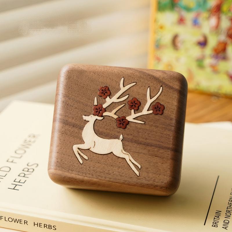 Solid Wood Music Box | Natural Wood Wind-Up Musical Box | Laser Engraved Lid | Custom Song & Engraving