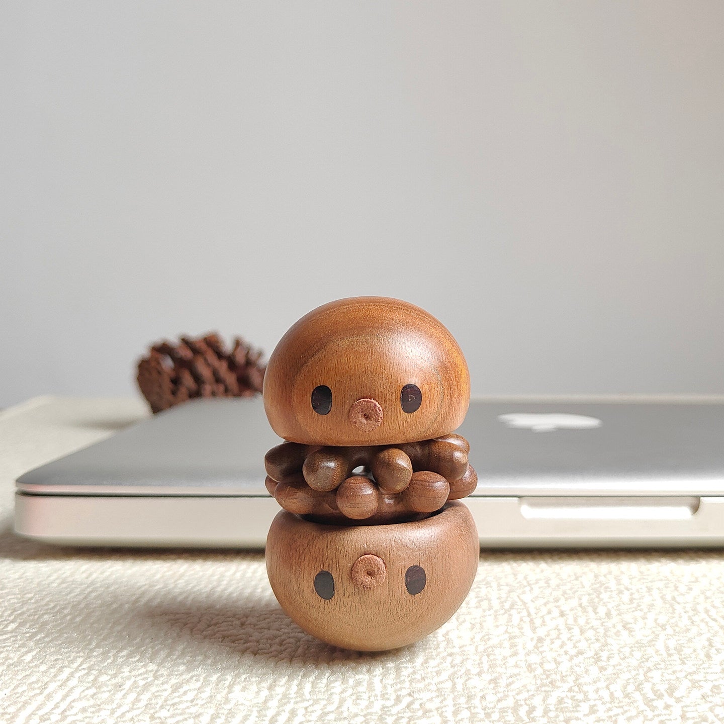 Solid Wood Octopus Figurine 2-Pack | Magnetic Aromatherapy Desk Sculpture | Engravable Stress Relief Gift