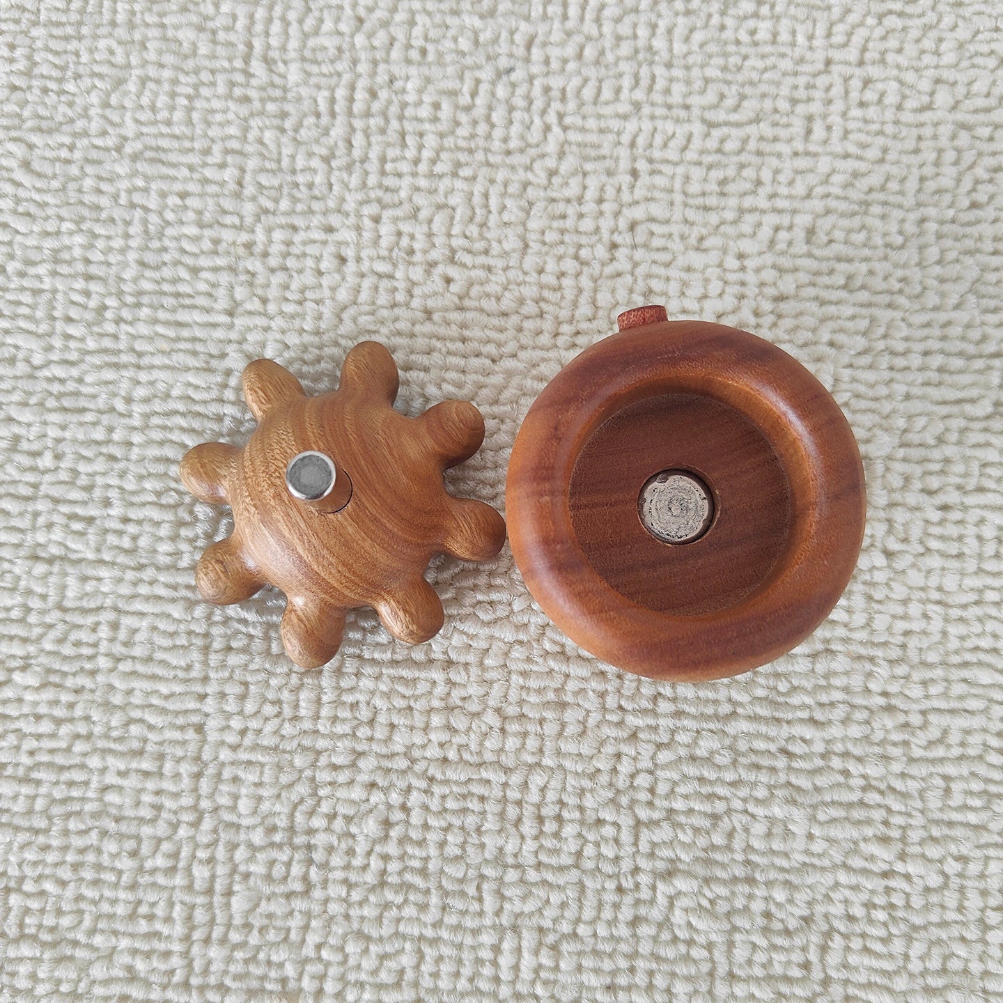 Solid Wood Octopus Figurine 2-Pack | Magnetic Aromatherapy Desk Sculpture | Engravable Stress Relief Gift