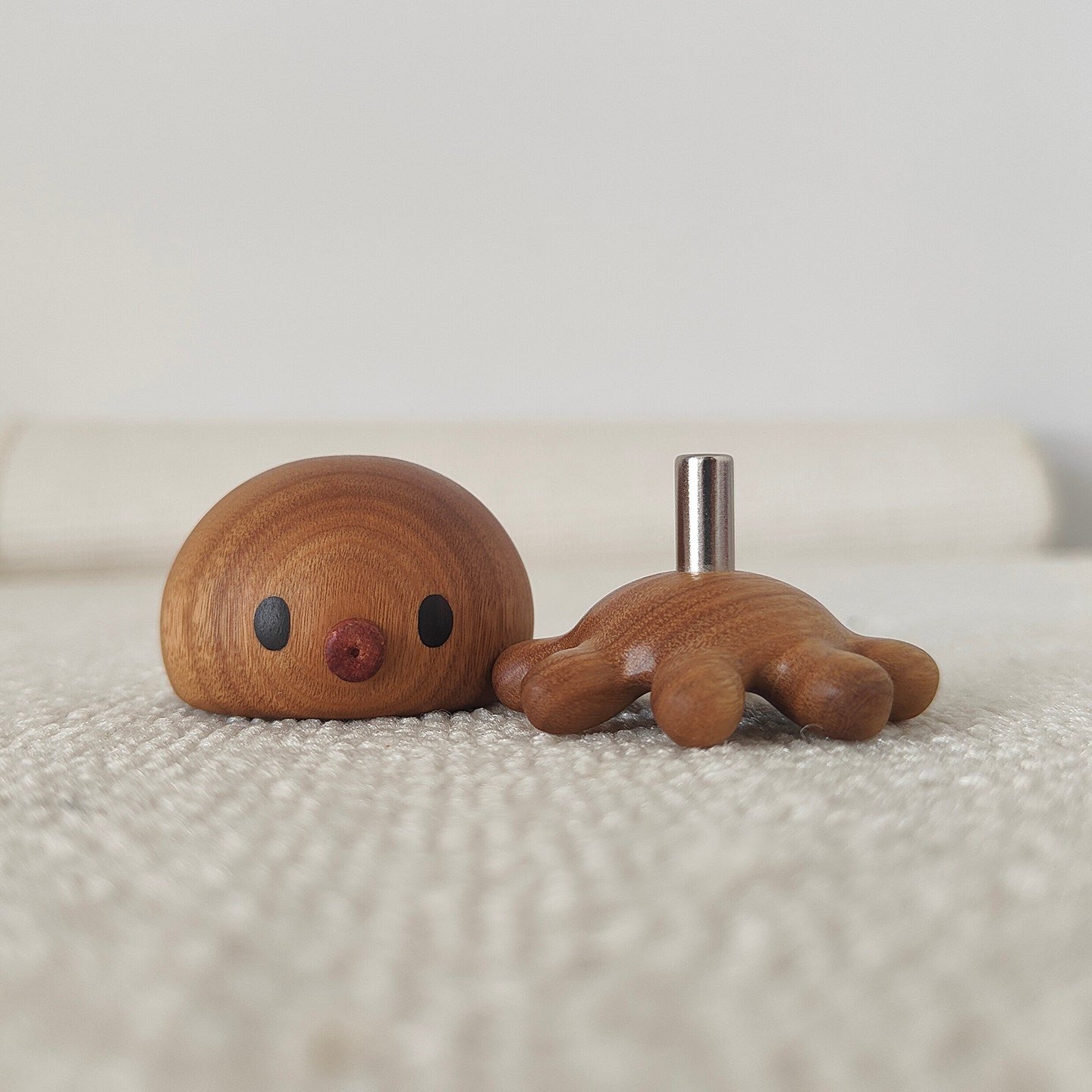 Solid Wood Octopus Figurine 2-Pack | Magnetic Aromatherapy Desk Sculpture | Engravable Stress Relief Gift