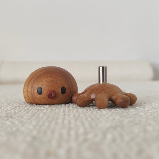 Solid Wood Octopus Figurine 2-Pack | Magnetic Aromatherapy Desk Sculpture | Engravable Stress Relief Gift