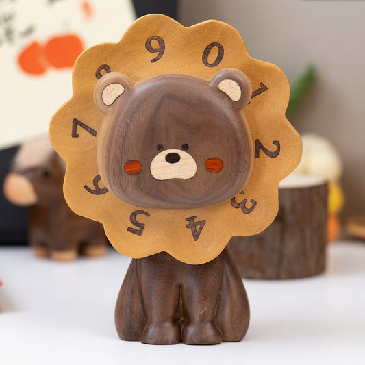 Spinning Bear Wood Desk Sculpture | Rotatable Stress Relief Figurine | Premium Hardwood Gift