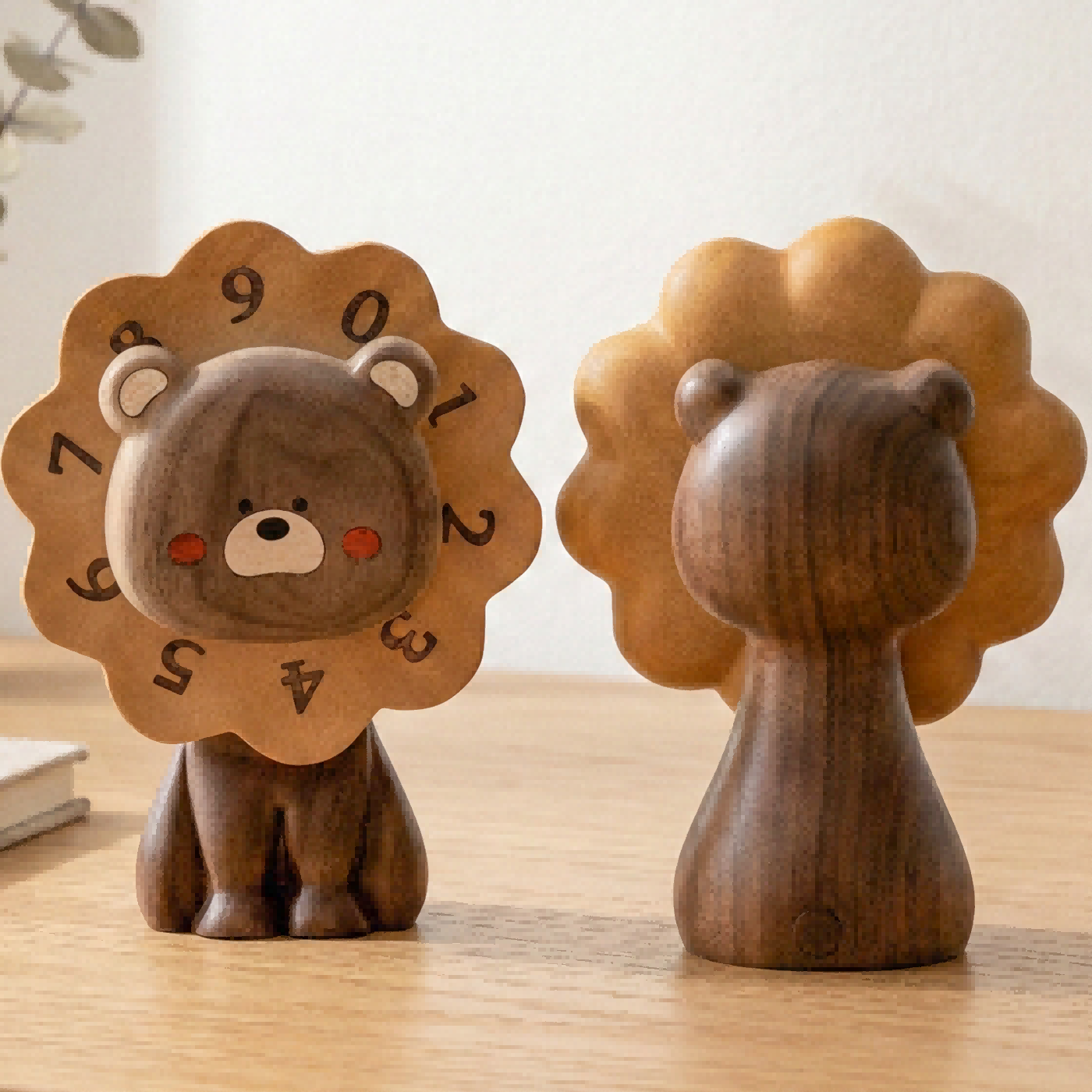 Spinning Bear Wood Desk Sculpture | Rotatable Stress Relief Figurine | Premium Hardwood Gift