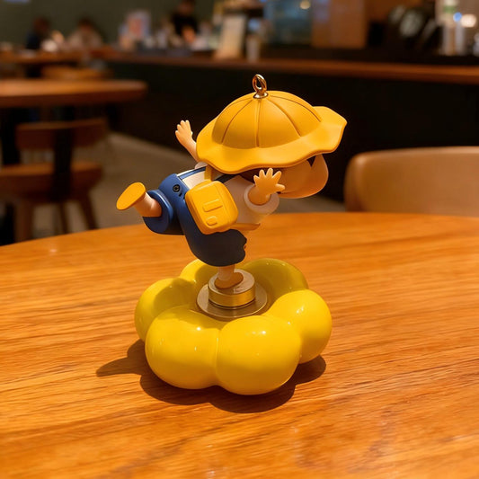 Spinning Crayon Boy Figure | Rotating PVC Desk Ornament | Stress Relief Collectible Gift