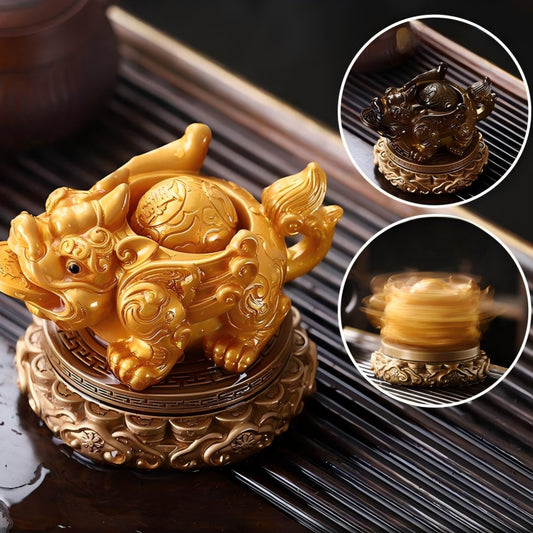 Spinning Pixiu Fortune Figurine | Water-Spouting Color-Changing Wealth Sculpture | Lucky Home Decor