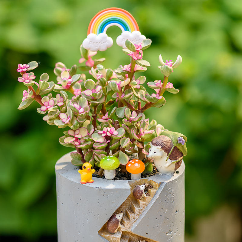 Spiral Staircase Succulent Planter | Miniature Animal Village Resin Pot | Cute Desk Decor (No Plant)