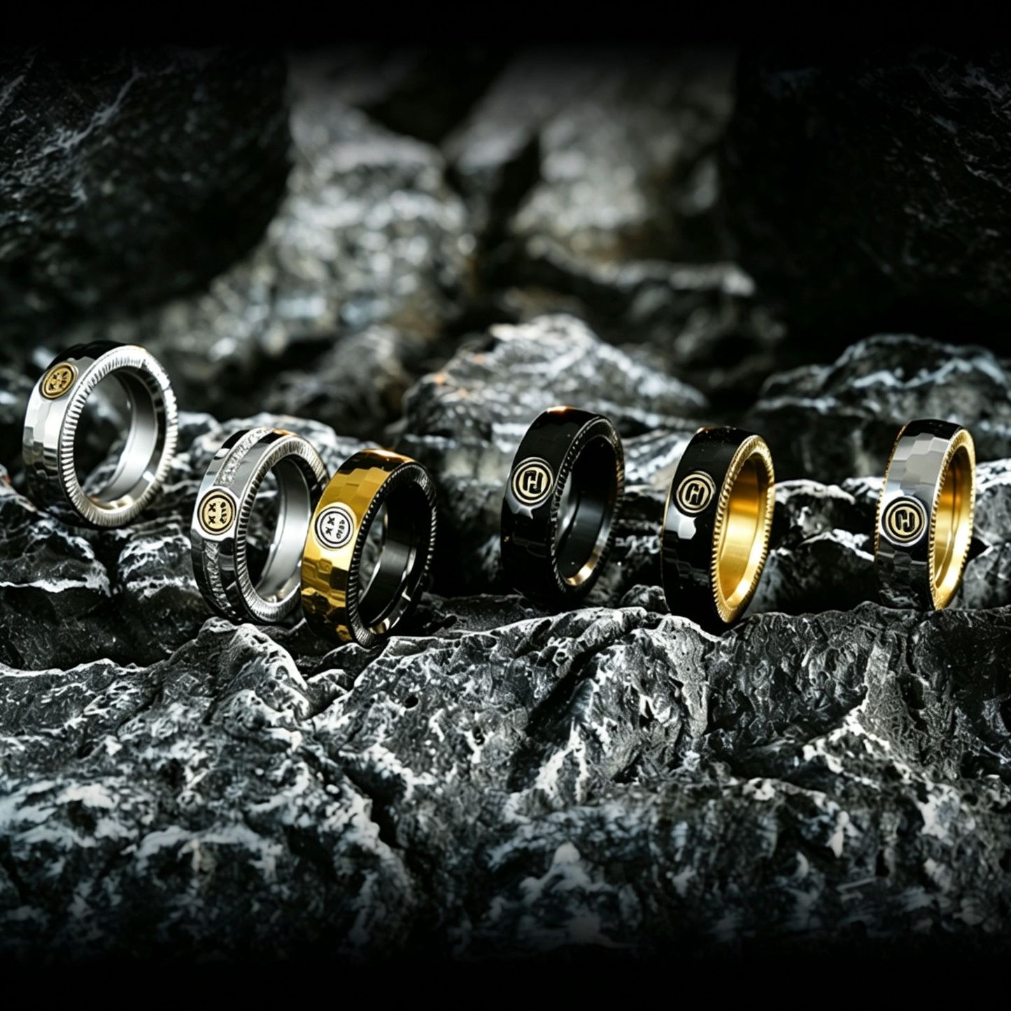 Stainless Steel Spinner Ring EDC | Crisp Click Outer Band | Multi-Finish | Stress Relief Fidget Ring