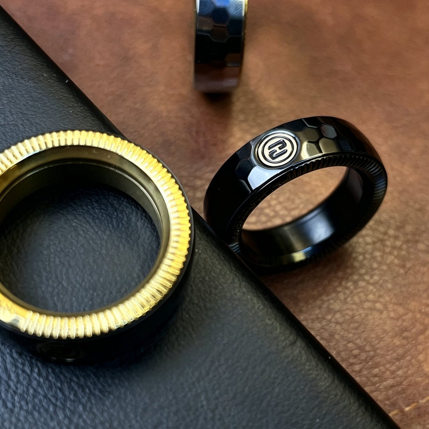 Stainless Steel Spinner Ring EDC | Crisp Click Outer Band | Multi-Finish | Stress Relief Fidget Ring