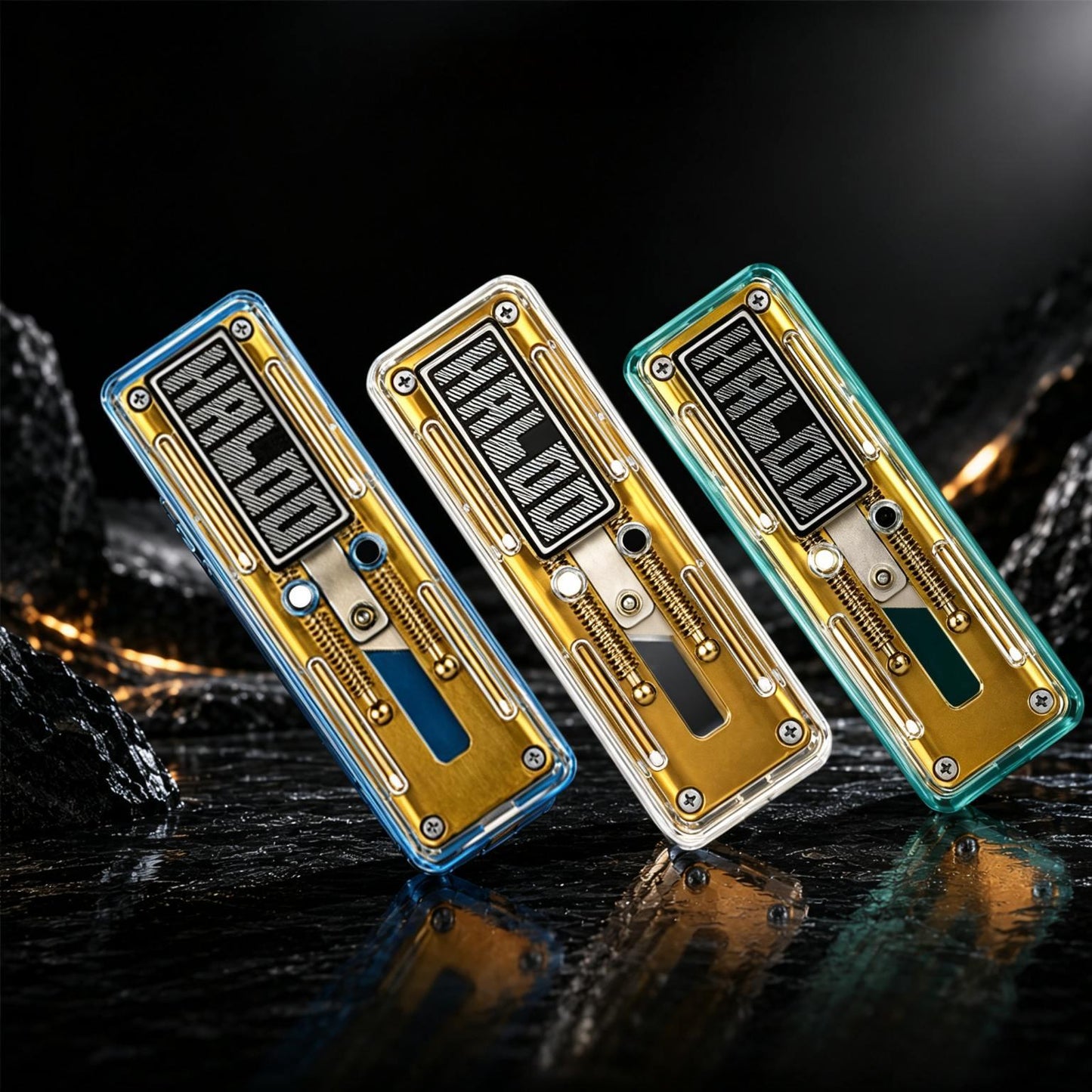 Starfield Transparent Mechanical Push-Card EDC | Brass Track | Dual-Spring | See-Through Shell | 3 Colors