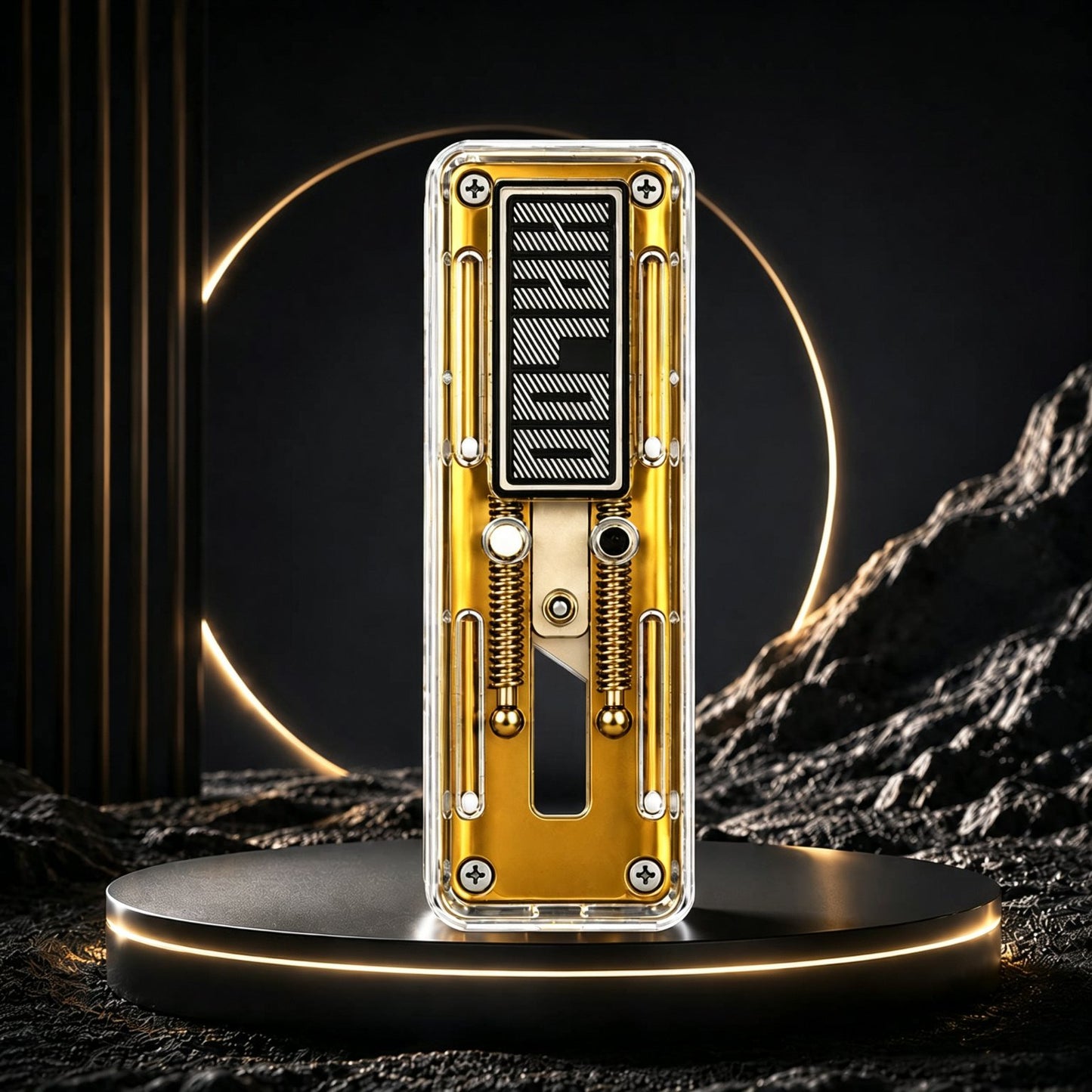 Starfield Transparent Mechanical Push-Card EDC | Brass Track | Dual-Spring | See-Through Shell | 3 Colors