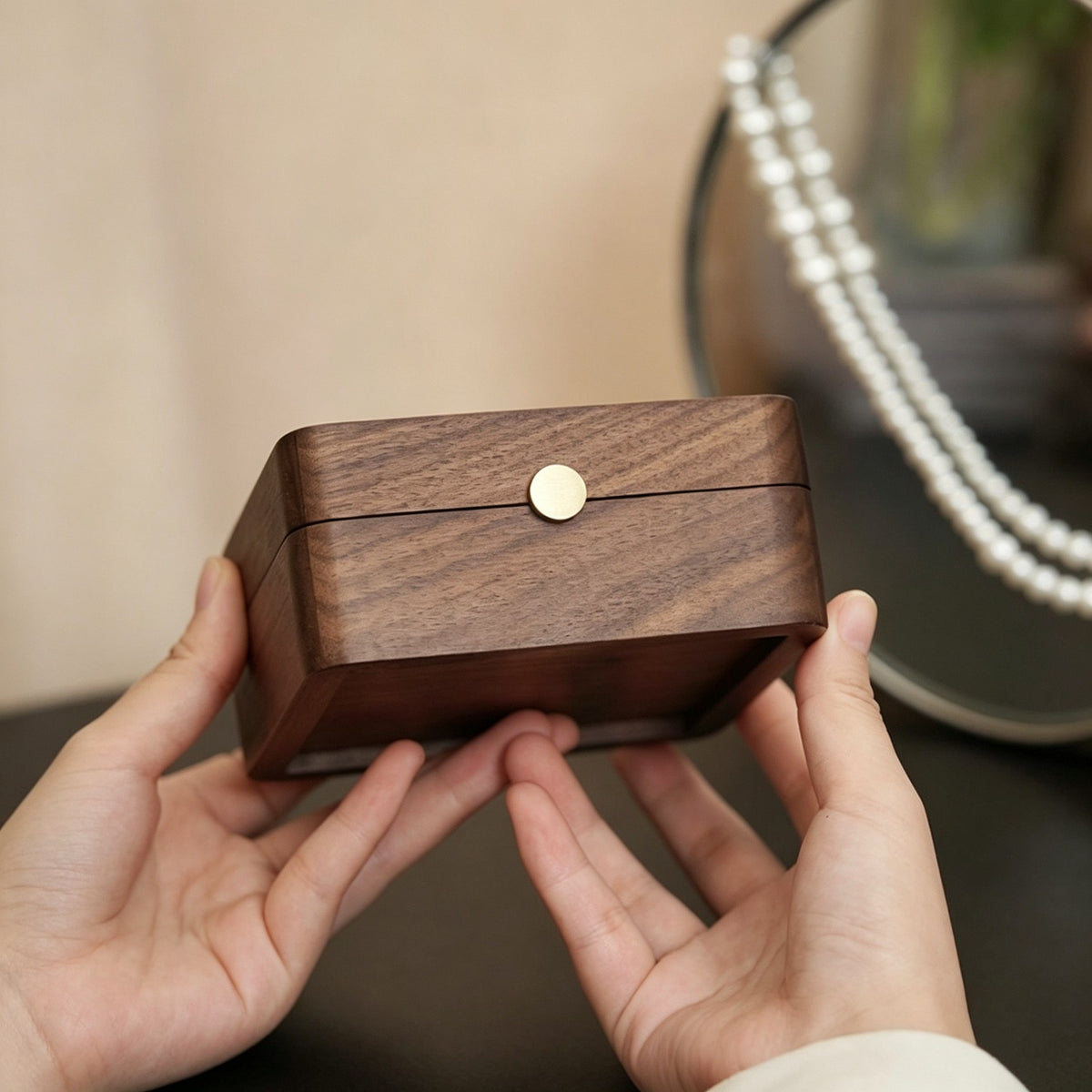 Starry Cat Art Walnut Keepsake Box | Tempered Glass Jewelry Case