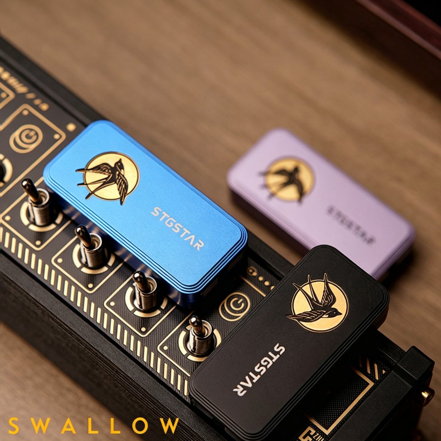 Swallow EDC Push-Card | Aluminum Body | Brass Swallow Badge | CNC Machined | 3 Colors | Engravable