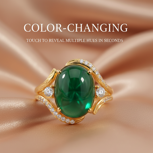 Fox Mood Ring | Color-Changing Gemstone Ring | Good Luck Symbol | Adjustable