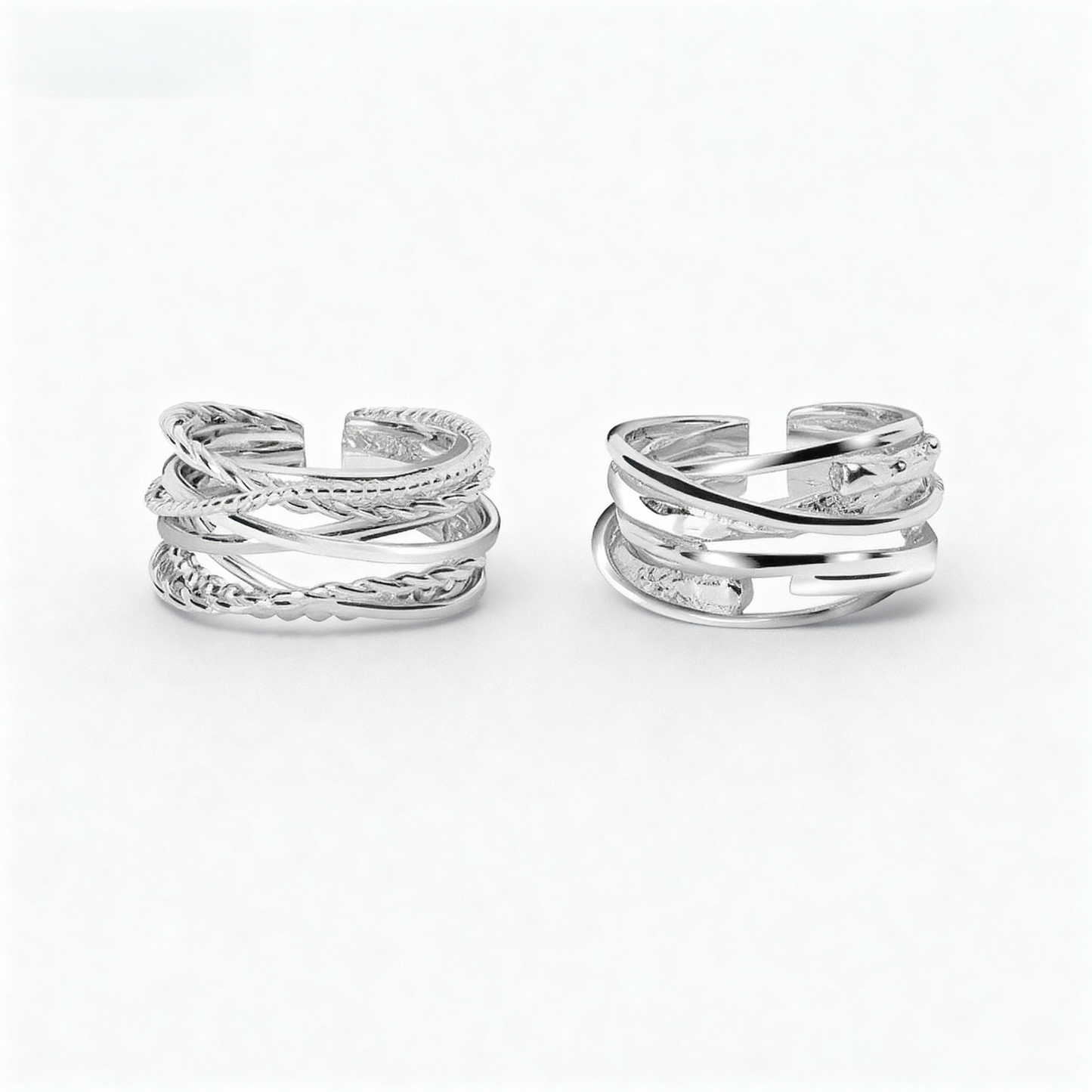 The Entwined Paths Ring | Adjustable Stacking Ring for Women | Sterling Silver
