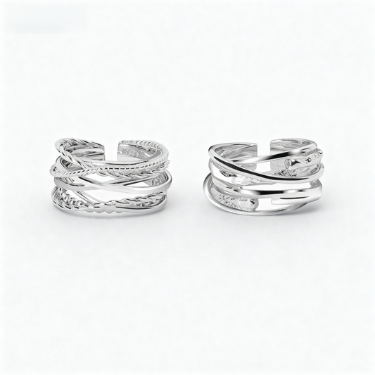 The Entwined Paths Ring | Adjustable Stacking Ring for Women | Sterling Silver