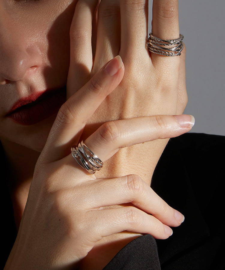 The Entwined Paths Ring | Adjustable Stacking Ring for Women | Sterling Silver