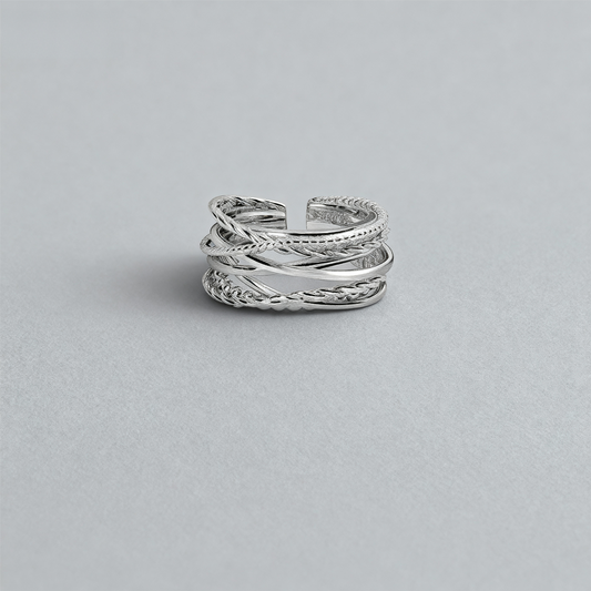 The Entwined Paths Ring | Adjustable Stacking Ring for Women | Sterling Silver
