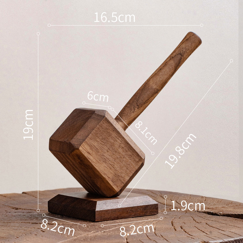 Viking Style Wood Hammer Ornament | Hidden Bottle Opener & Magnetic Stand | Creative Stress Relief Gift