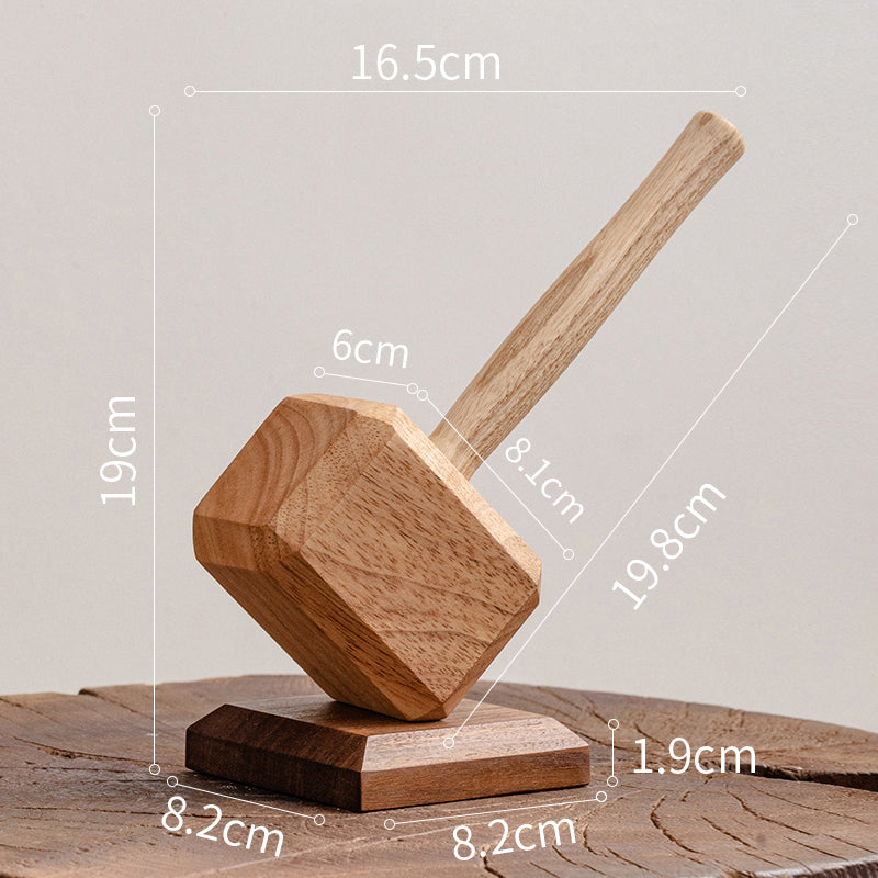 Viking Style Wood Hammer Ornament | Hidden Bottle Opener & Magnetic Stand | Creative Stress Relief Gift