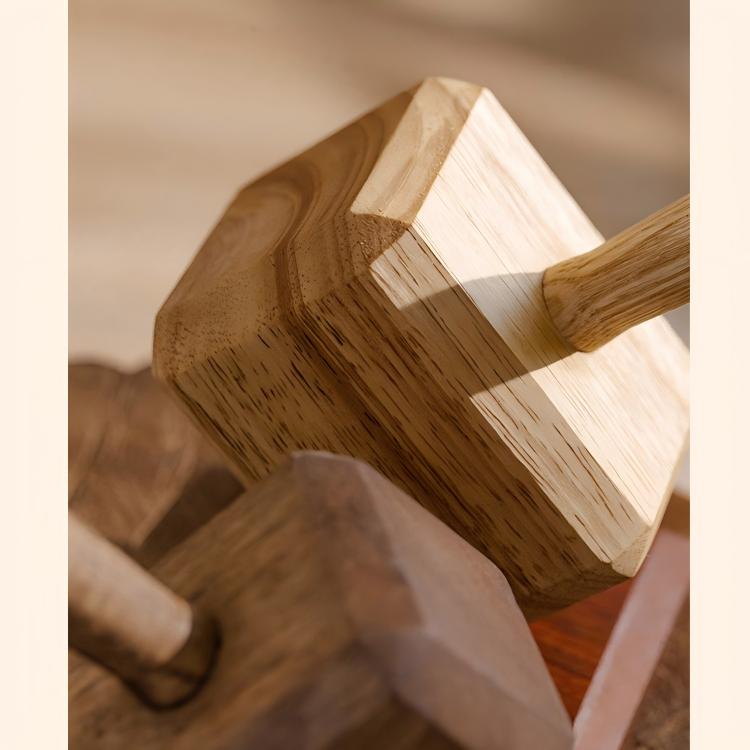 Viking Style Wood Hammer Ornament | Hidden Bottle Opener & Magnetic Stand | Creative Stress Relief Gift