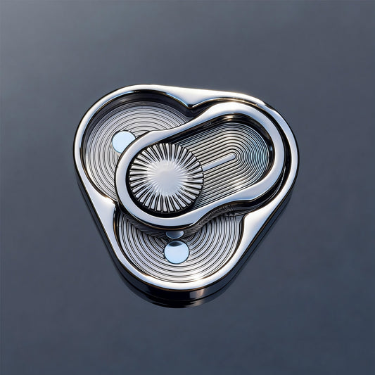 Triple Ring Metal Fidget Spinner | 3-in-1 Push Card EDC Toy | Black Tech Stress Relief Gift