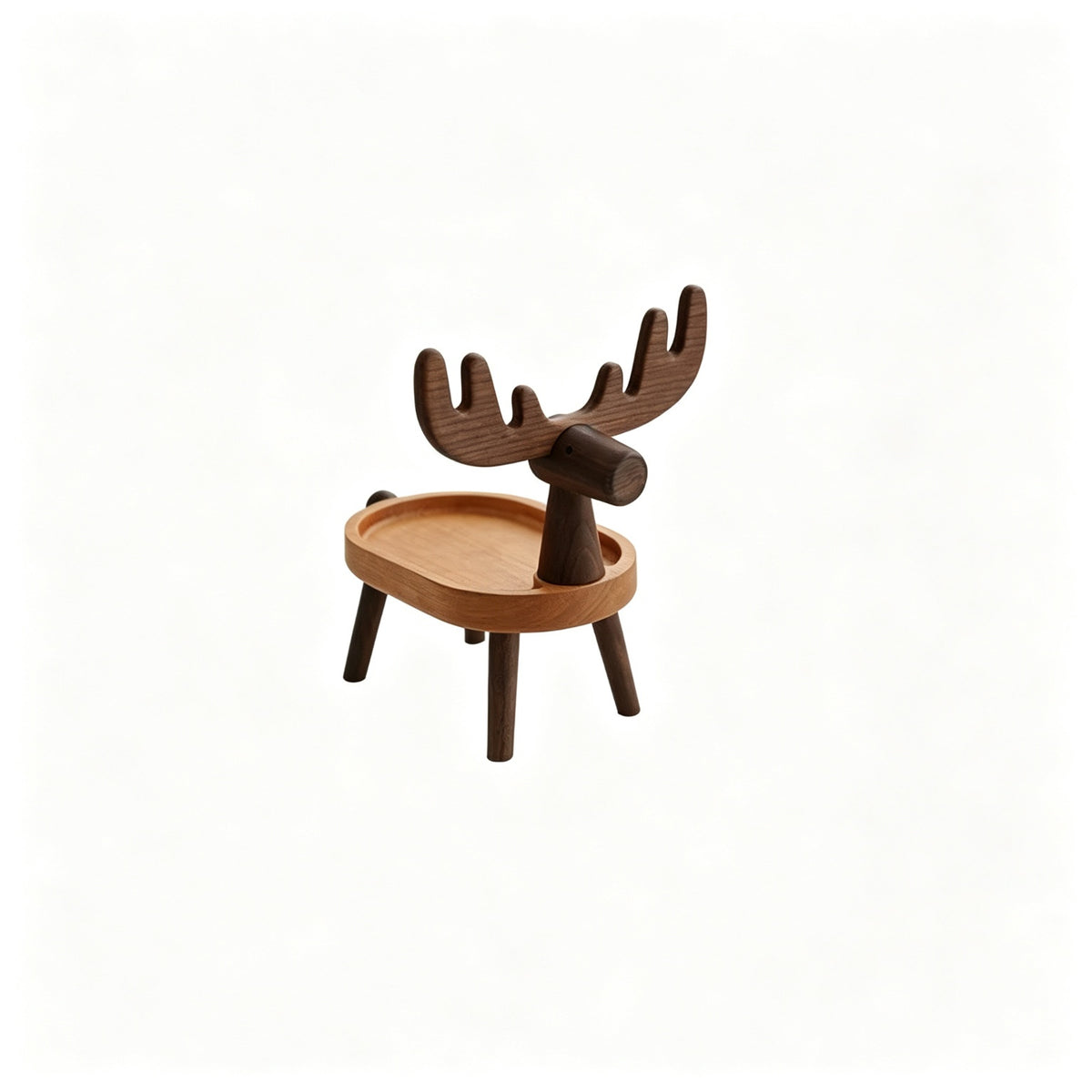 Two-Tone Wood Deer Jewelry Stand | Antler & Catchall Tray