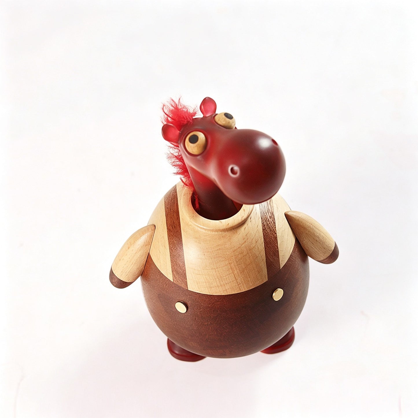 Two-Tone Wood Horse Rotating Music Box | Wind-Up Mechanical | Handcrafted | 2 Songs | Engravable