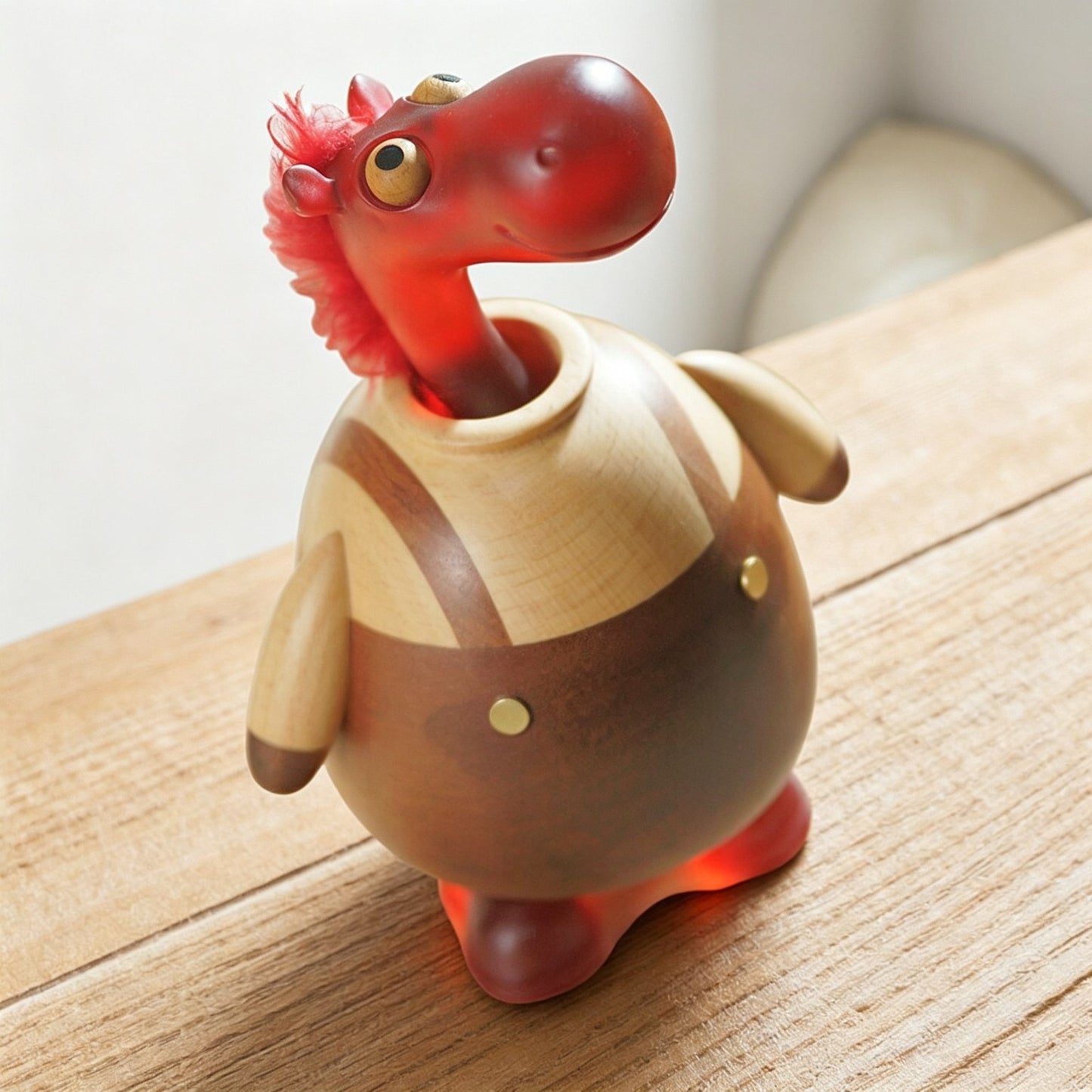 Two-Tone Wood Horse Rotating Music Box | Wind-Up Mechanical | Handcrafted | 2 Songs | Engravable