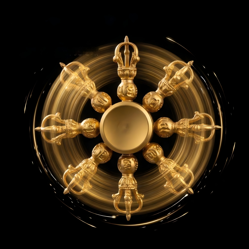 Vajra Dorje Brass Fidget Spinner | 8-Arm Buddhist Scepter EDC Stress Relief | Desk Sculpture Gift