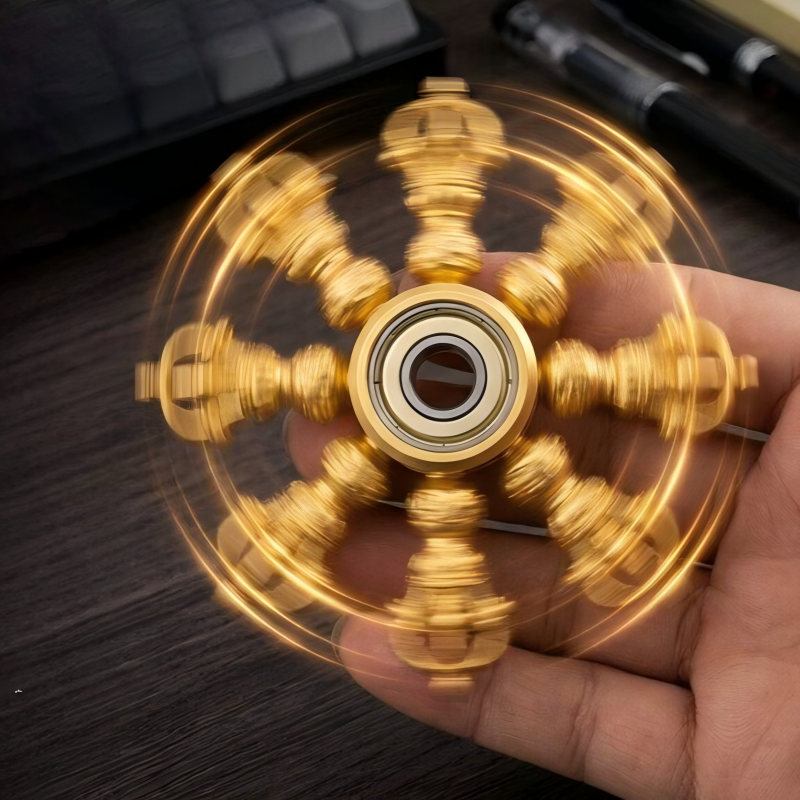 Vajra Dorje Brass Fidget Spinner | 8-Arm Buddhist Scepter EDC Stress Relief | Desk Sculpture Gift