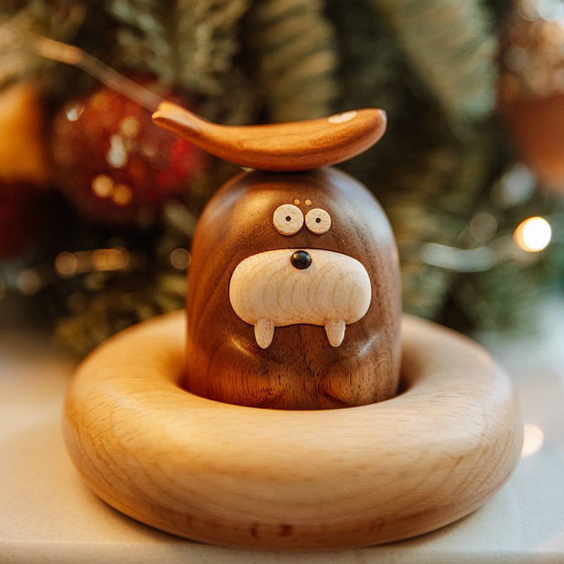 Walrus Nana Wooden Desk Sculpture - handcrafted, wooden sculpture, animal gift
