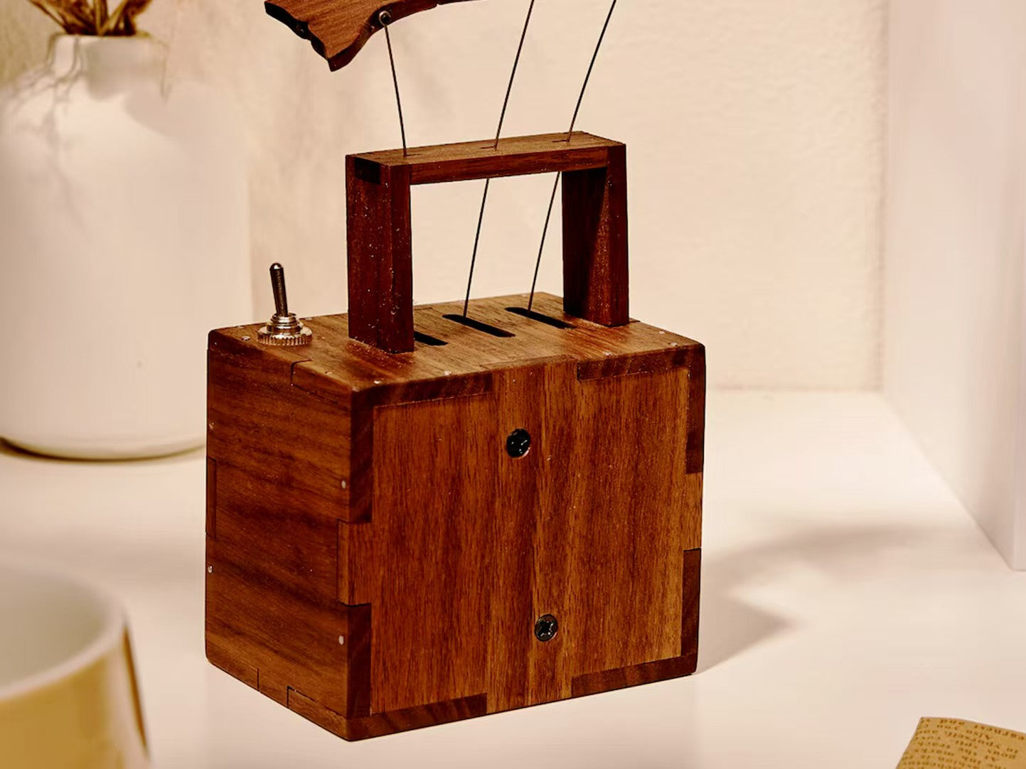 Whale Kinetic Music Box | Handcrafted Wood Art with Mechanical Movement