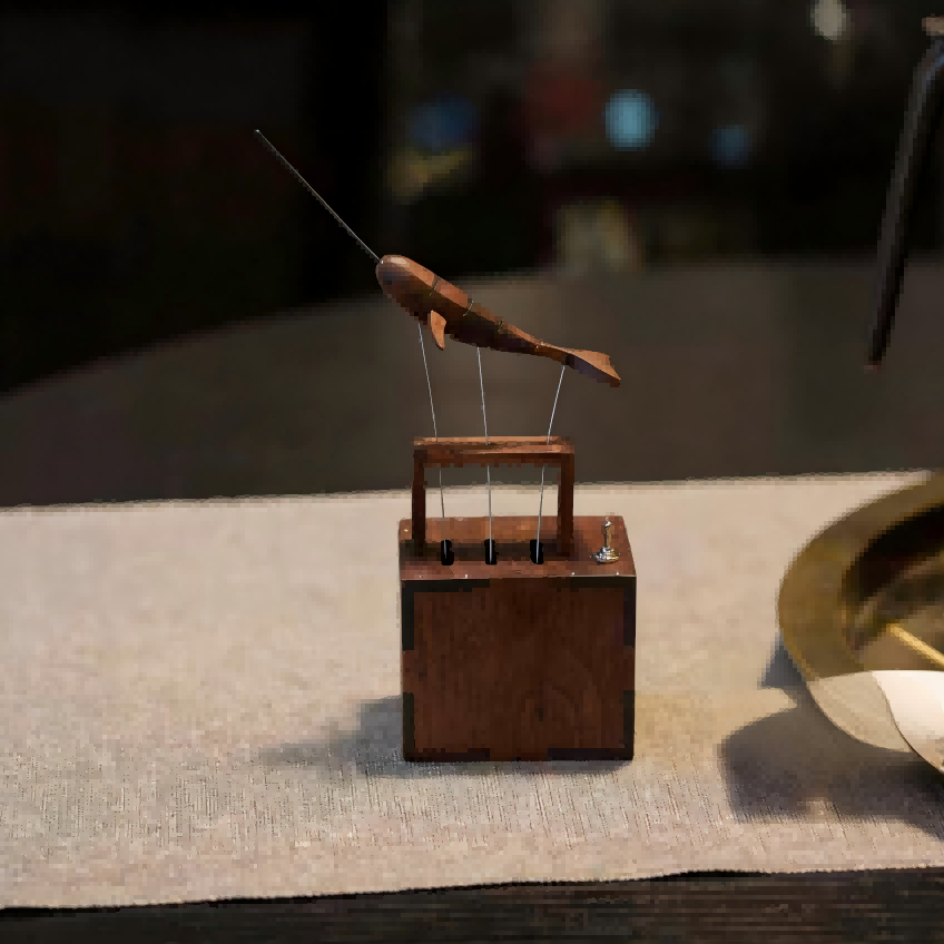 Whale Kinetic Music Box | Battery-Powered Wooden Ornament | Ocean Art Gift