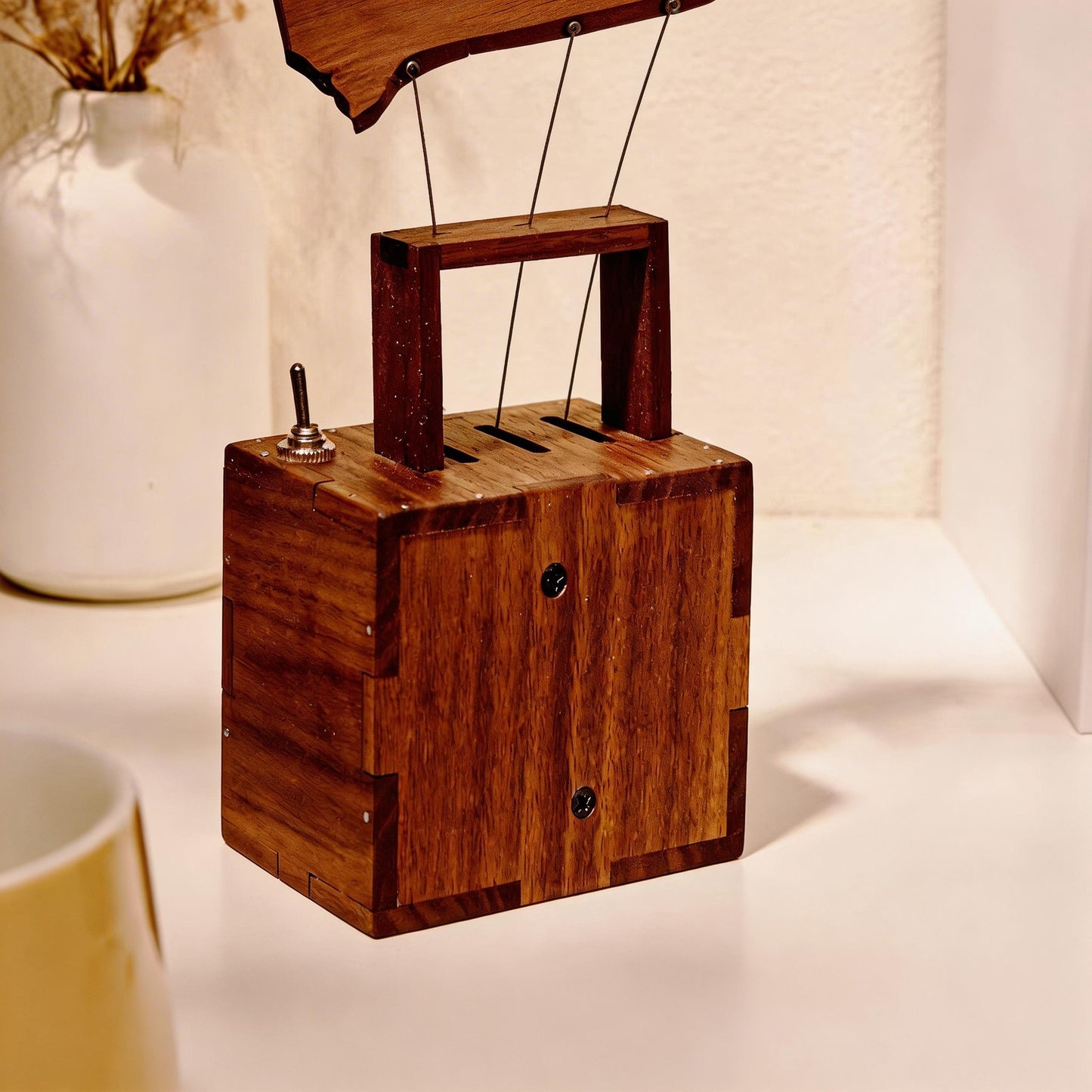 Whale Kinetic Music Box | Battery-Powered Wooden Ornament | Ocean Art Gift