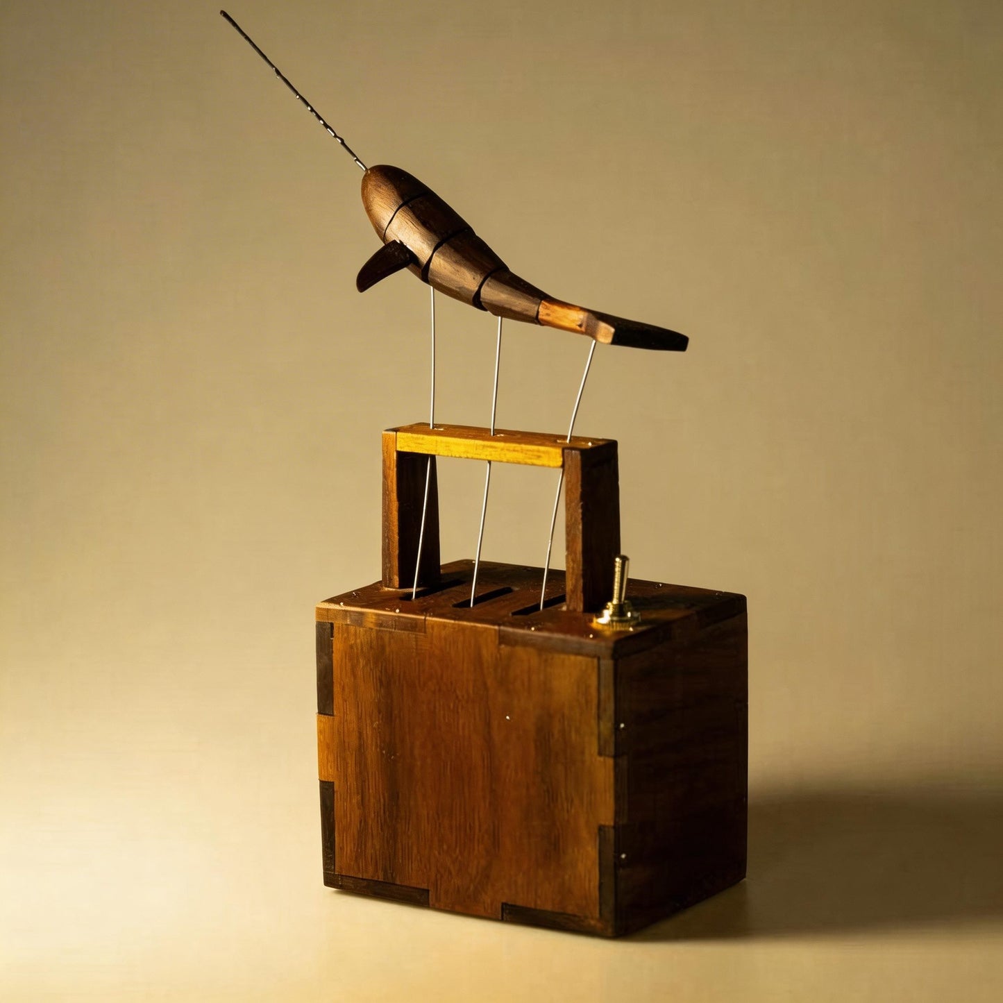 Whale Kinetic Music Box | Battery-Powered Wooden Ornament | Ocean Art Gift