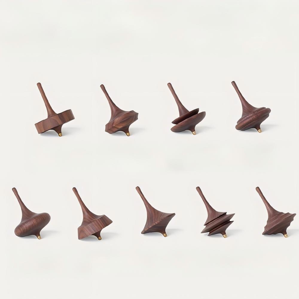 Wood Spinning Top - Handcrafted Desktop Toy (2-Piece Random Set)