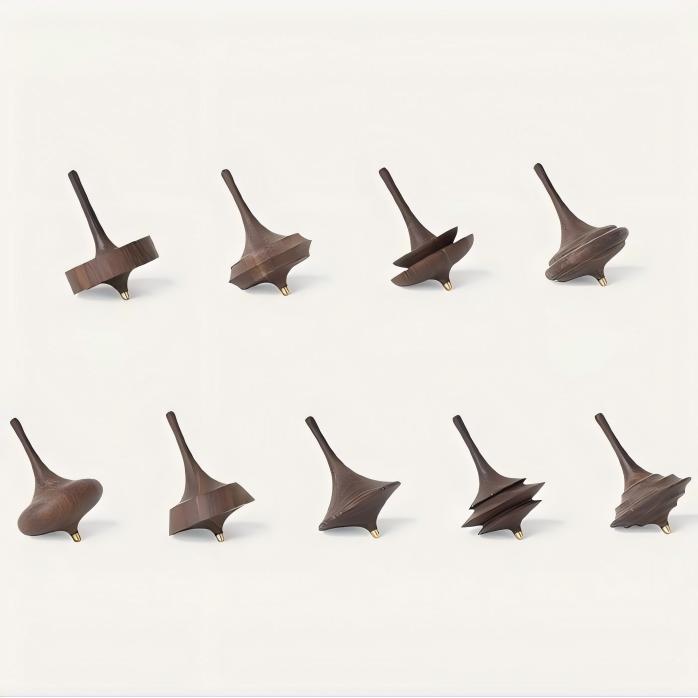 Wood Spinning Top - Handcrafted Desktop Toy (2-Piece Random Set)