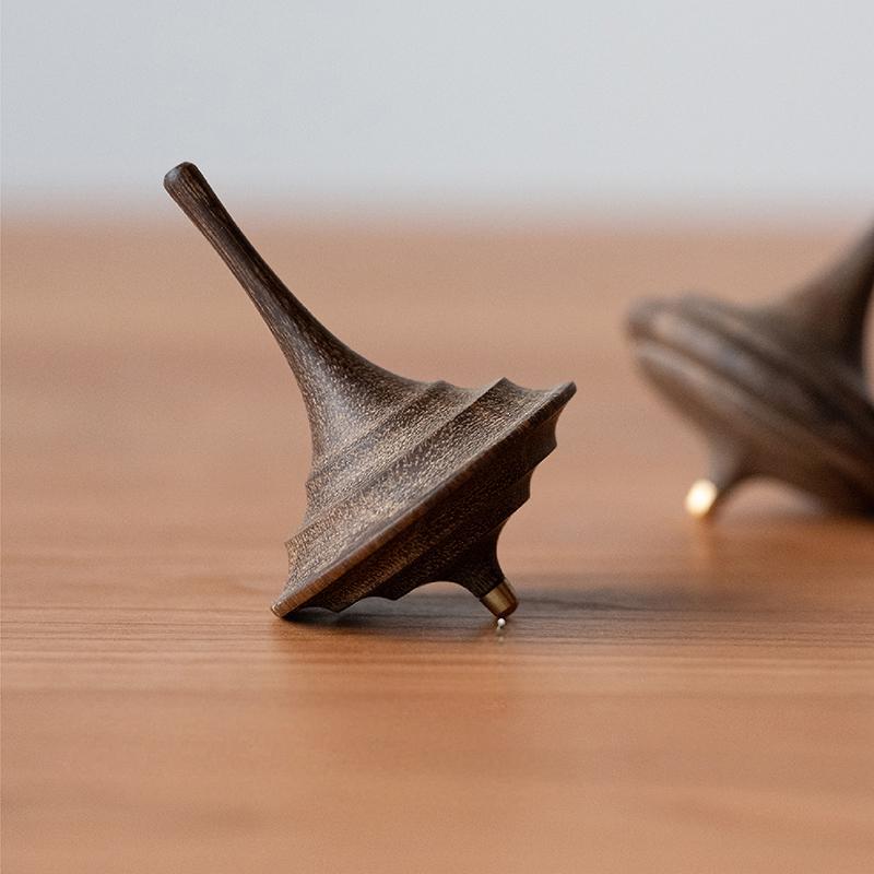 Wood Spinning Top - Handcrafted Desktop Toy (2-Piece Random Set)