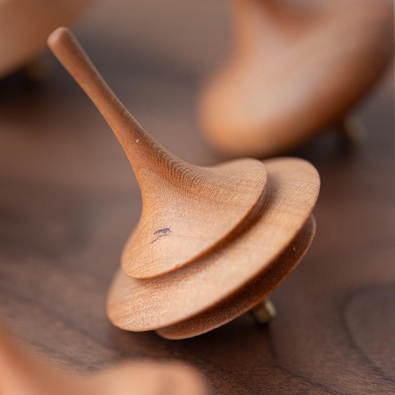 Wood Spinning Top - Handcrafted Desktop Toy (2-Piece Random Set)